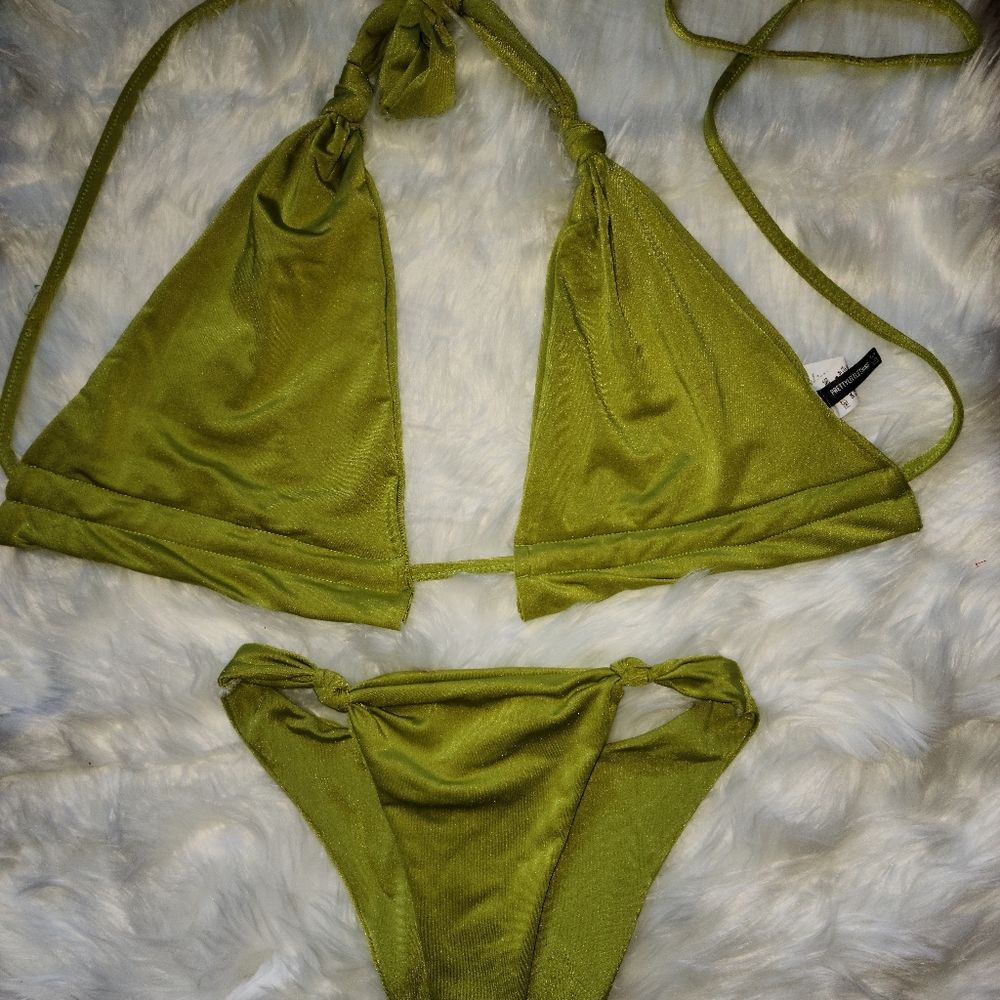 PLT Olive Halter Bikini Size 6